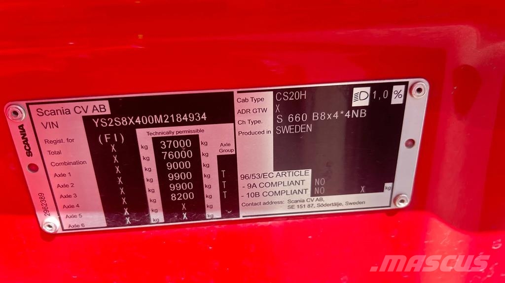 Scania 660S V8 NGS 8x4 | full air | retarder | steering | شاحنات بمقصورة وهيكل