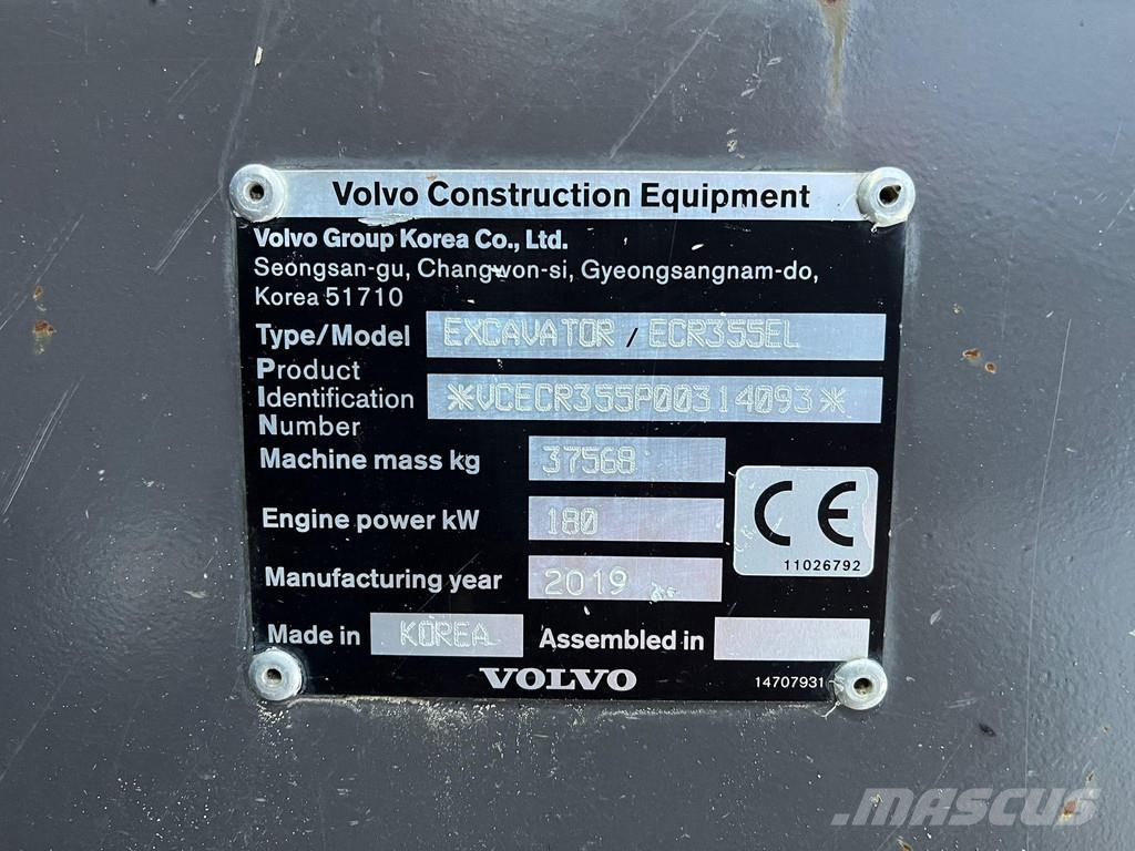 Volvo ECR 355 EL 3D / AC / CENTRAL LUBRICATION Raupenbagger
