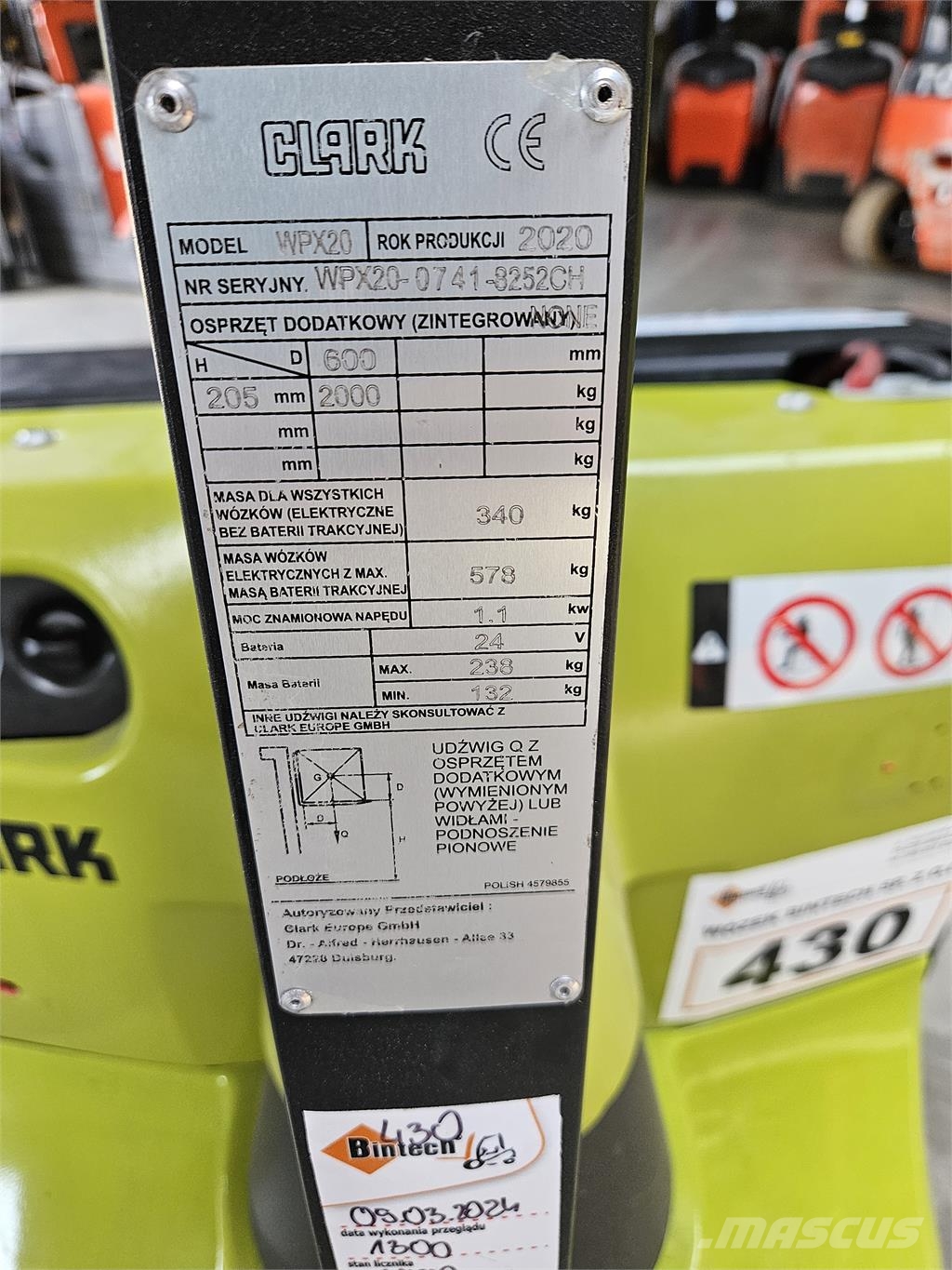 Clark WPX20 Pedestrian stackers