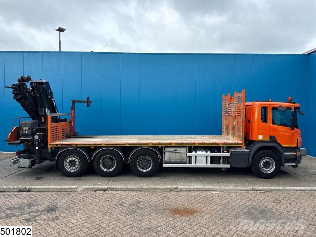 Scania P 410 8x4, Tridem, CNG, Hiab, Remote, Retarder Platformas/izkraušana no sāniem