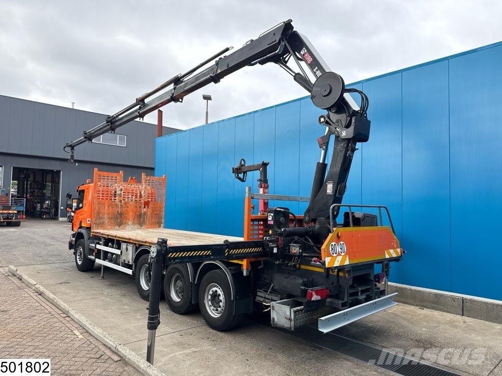 Scania P 410 8x4, Tridem, CNG, Hiab, Remote, Retarder Platformas/izkraušana no sāniem