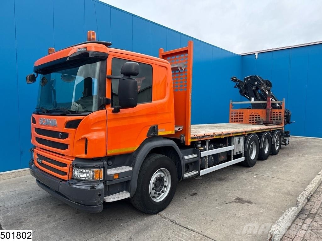 Scania P 410 8x4, Tridem, CNG, Hiab, Remote, Retarder Platformas/izkraušana no sāniem