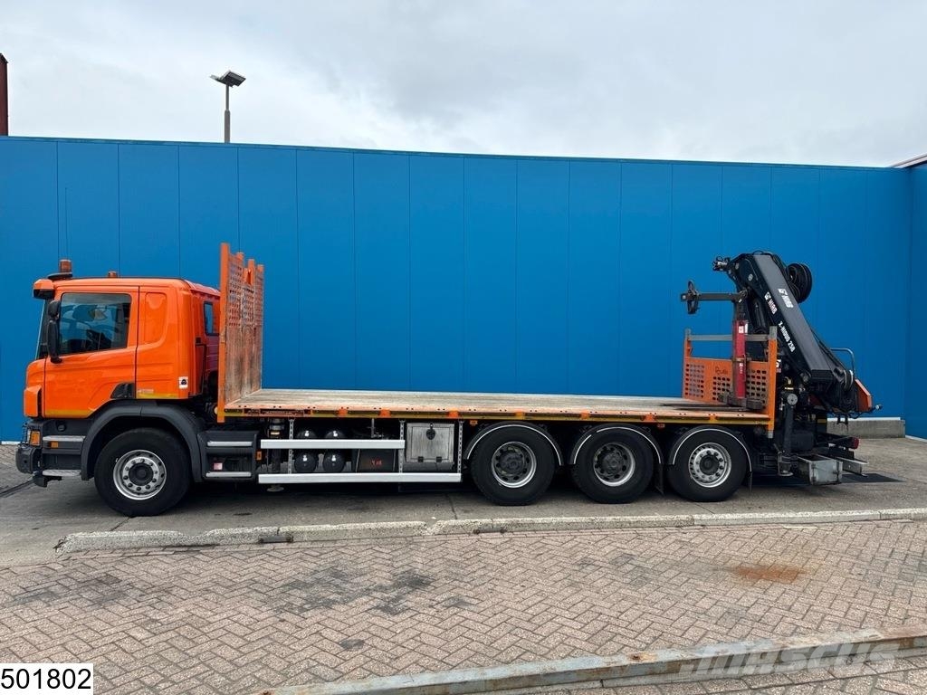 Scania P 410 8x4, Tridem, CNG, Hiab, Remote, Retarder Platformas/izkraušana no sāniem