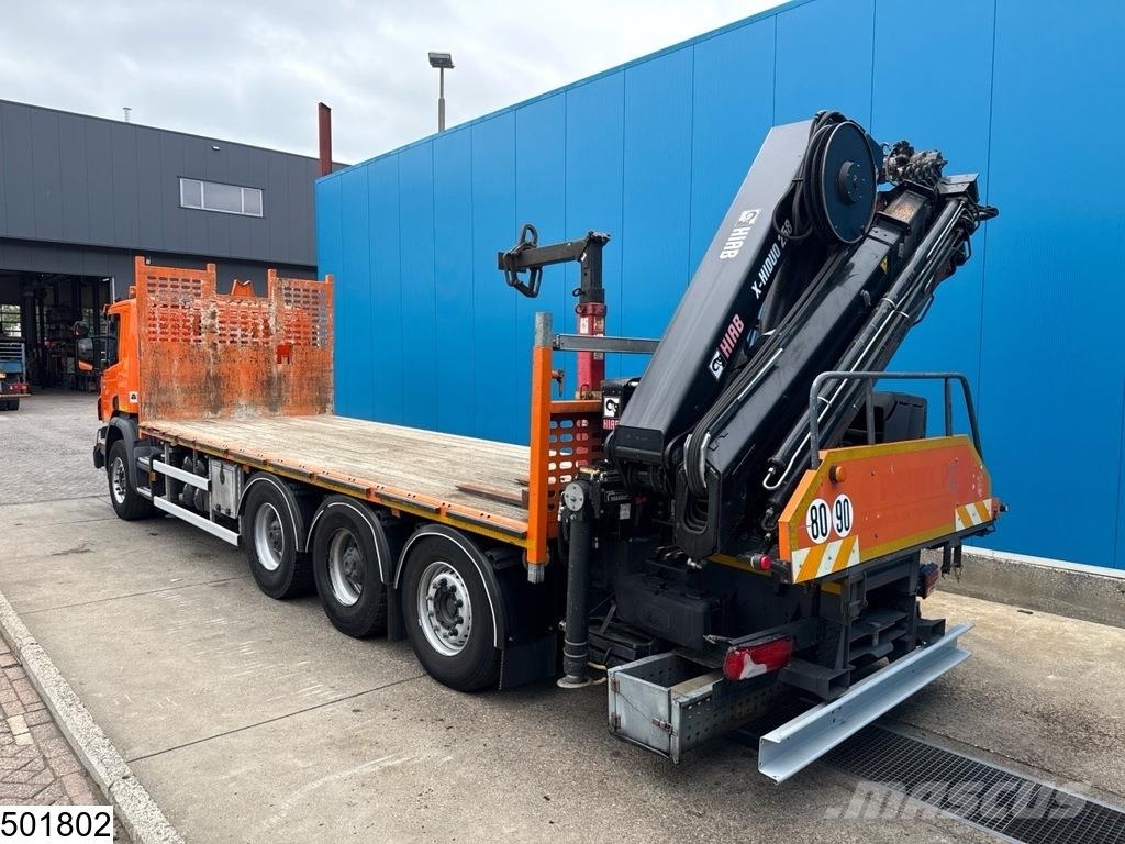 Scania P 410 8x4, Tridem, CNG, Hiab, Remote, Retarder Platformas/izkraušana no sāniem
