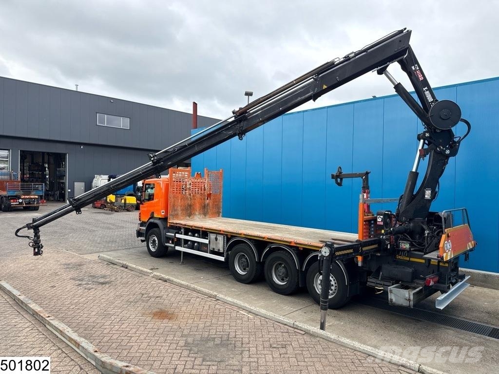 Scania P 410 8x4, Tridem, CNG, Hiab, Remote, Retarder Platformas/izkraušana no sāniem