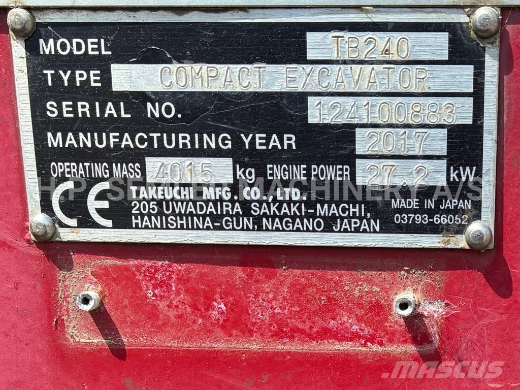 Takeuchi TB240 Міні-екскаватори < 7т