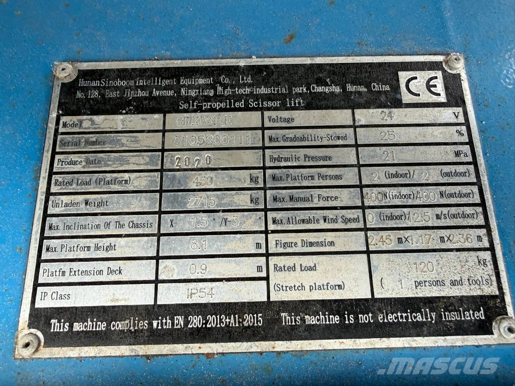 Sinoboom GTJZ0812E رافعات مقصية الشكل