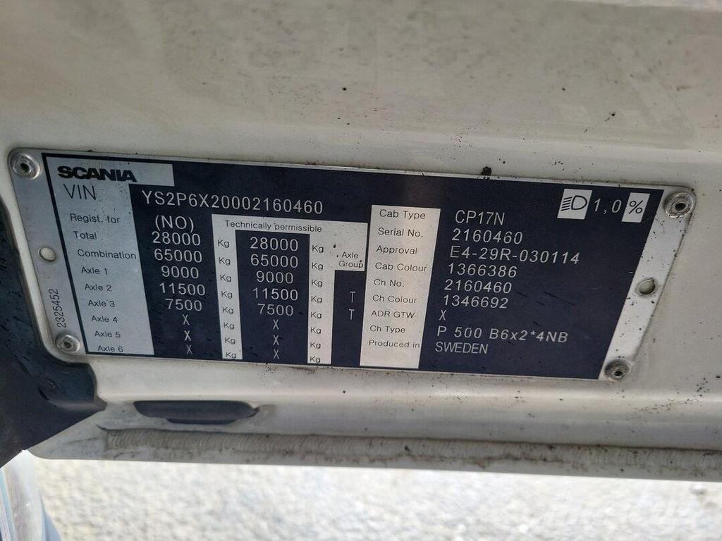 Scania P 500 6x2*4 9 TON FRONT AXLE / RETARDER コンテナ、海コン車