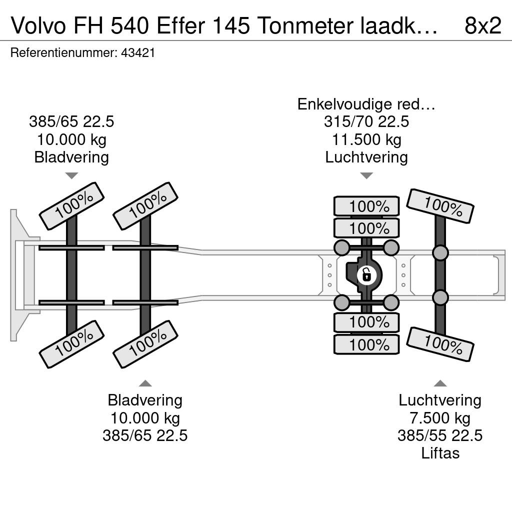 Volvo FH 540 Effer 145 Tonmeter laadkraan + Fly-Jib! Tre Sattelzugmaschinen