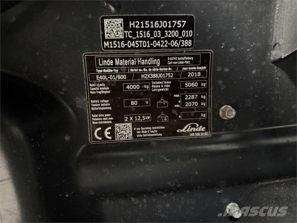 Linde E40L-01/600 Elektrische heftrucks
