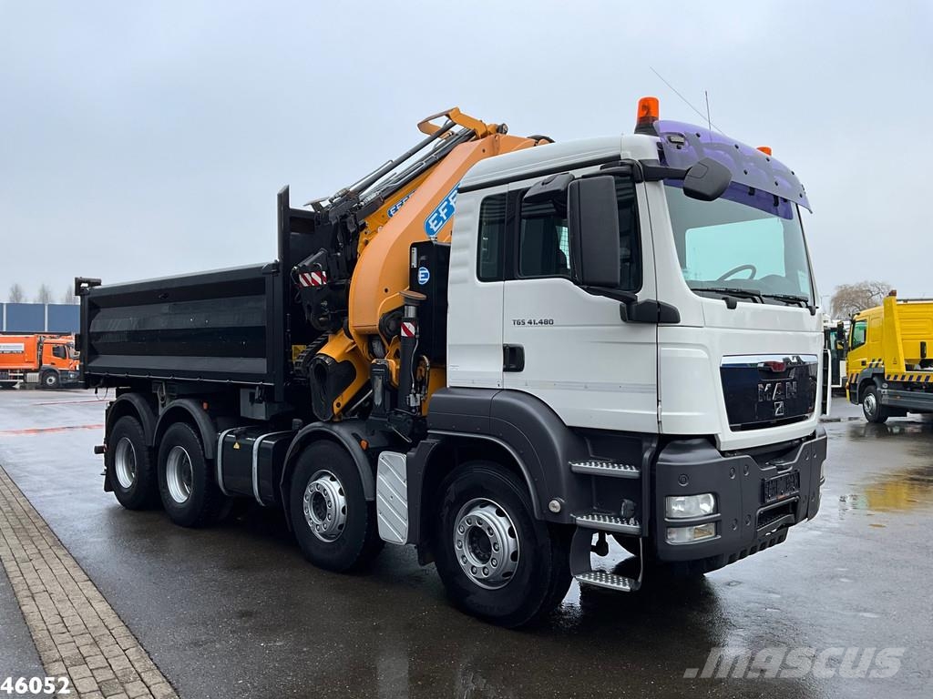 MAN TGS 41.480 8x4 Effer 47 Tonmeter laadkraan + Fly-J 傾卸式卡車
