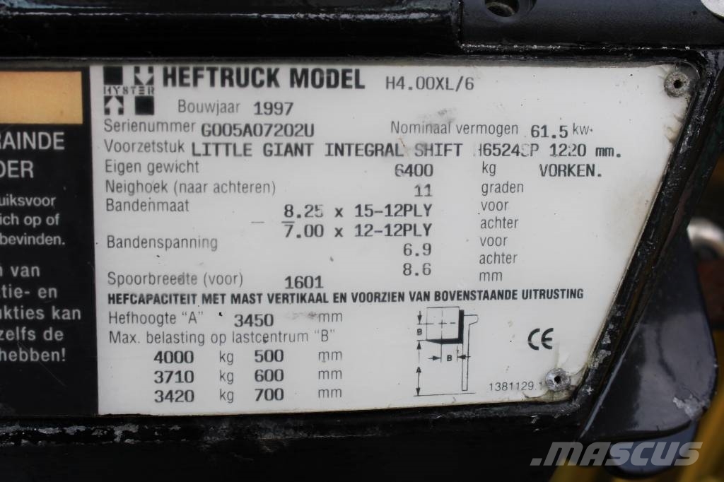 Hyster H 4.00 XL-6 Diesel forklifts