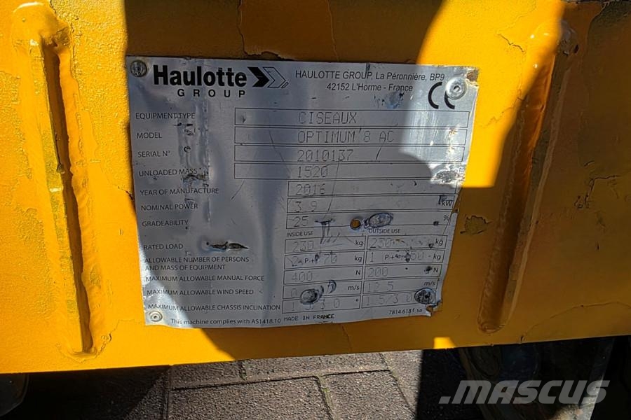 Haulotte Optimum 8 Electric, 7.77m Working Height, 230kg Ca لوادر انزلاقية التوجيه