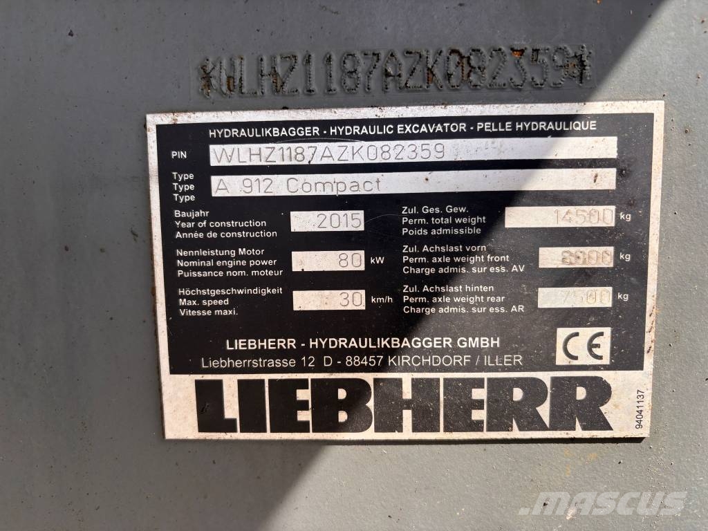 Liebherr A 912 Compact (3 Buckets + Forks) Wheeled excavators