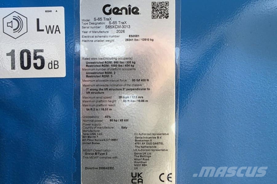 Genie S65XC Trax Valid inspection, *Guarantee! Diesel, 4 Telescopic boom lifts