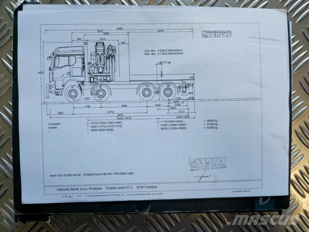 MAN TGS 37/510 8x4 FASSI 115tm CRANE/ FYJIB/WINCH/ TRA Sadulveokid