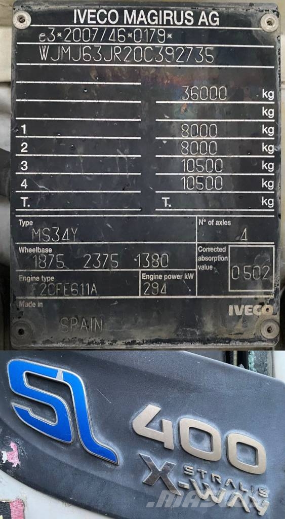Iveco STRALIS X-WAY 400/SL-IMER 9M3 endommagé شاحنات خرسانة