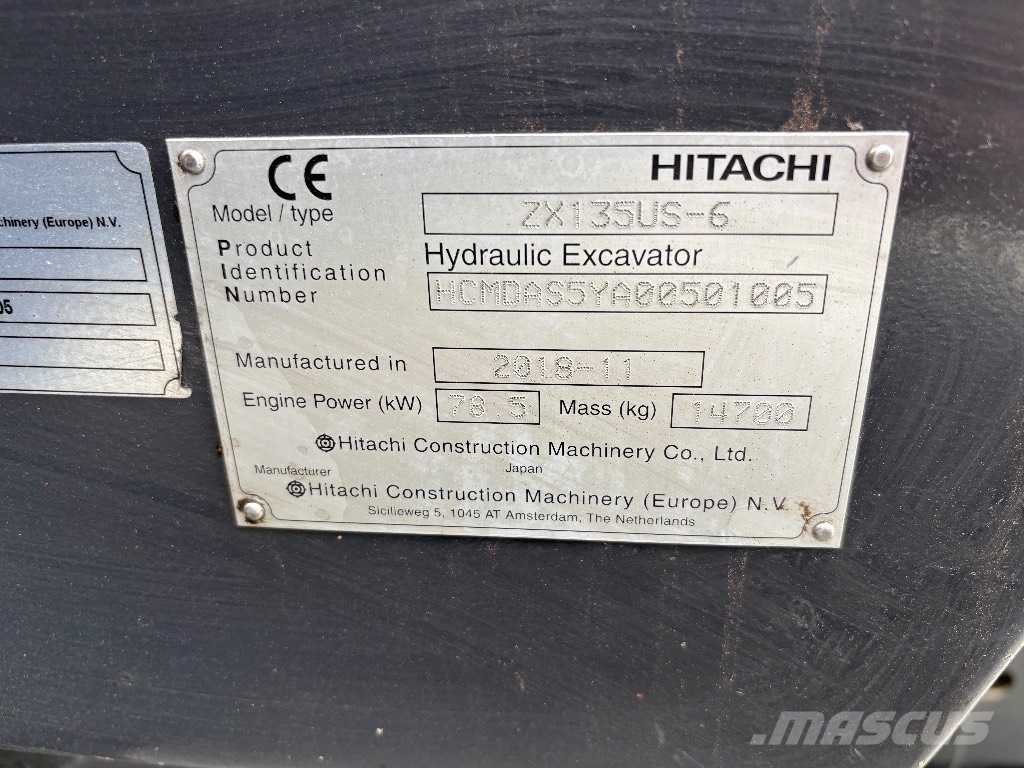 Hitachi ZX 135 US-6 / Pyörittäjä, kauha, Rasvari, Ym! Telakaivukoneet