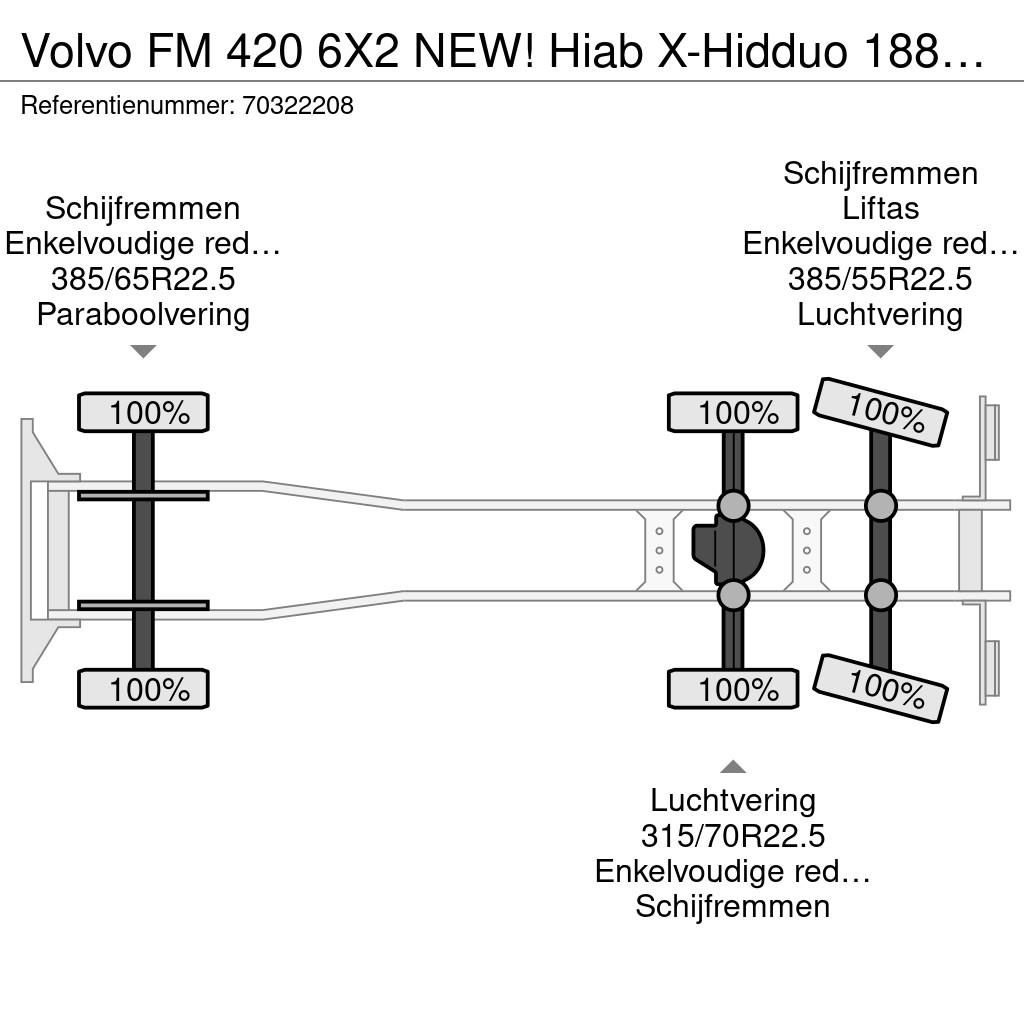 Volvo FM 420 6X2 NEW! Hiab X-Hidduo 188 Kran Remote cont Plošinové nákladné automobily/nákladné automobily so sklápacími bočnicami