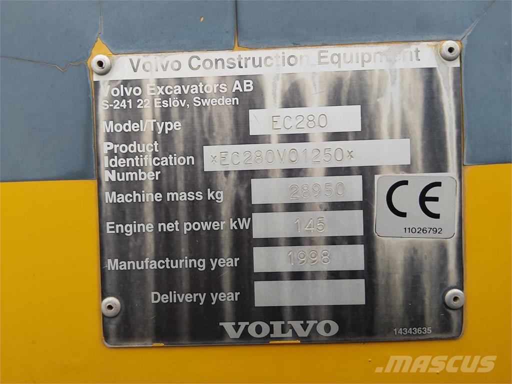 Volvo EC280 Vikšriniai ekskavatoriai