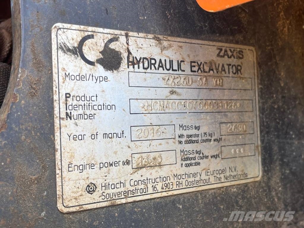Hitachi ZX26U حفارات صغيرة أقل من 7 طن (حفارات صغيرة)