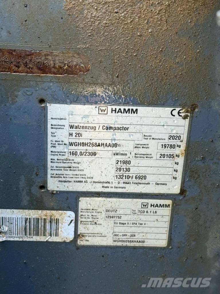 Hamm H20i Valjci sa jednim bubnjem