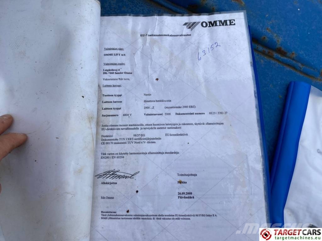 Omme 2900EBZ Tow Telescopic Boom Work Lift 2900cm المنصات الهوائية المثبتة على مقطورة