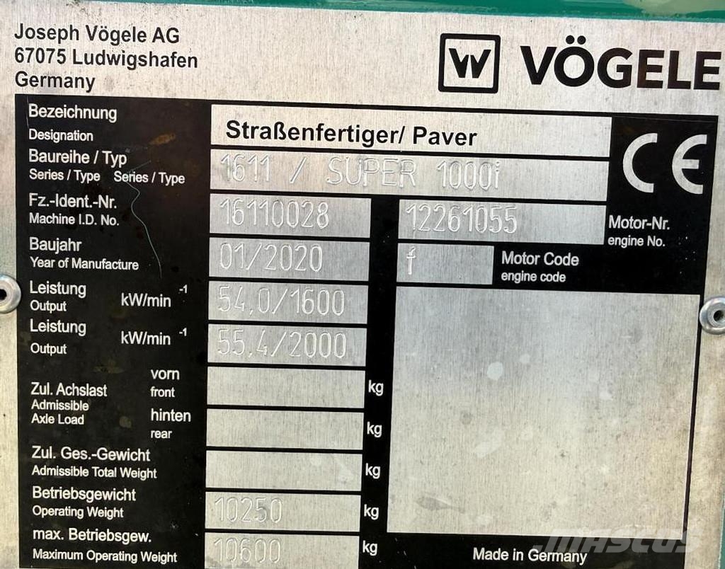 Vögele S 1000i Asfaltadoras