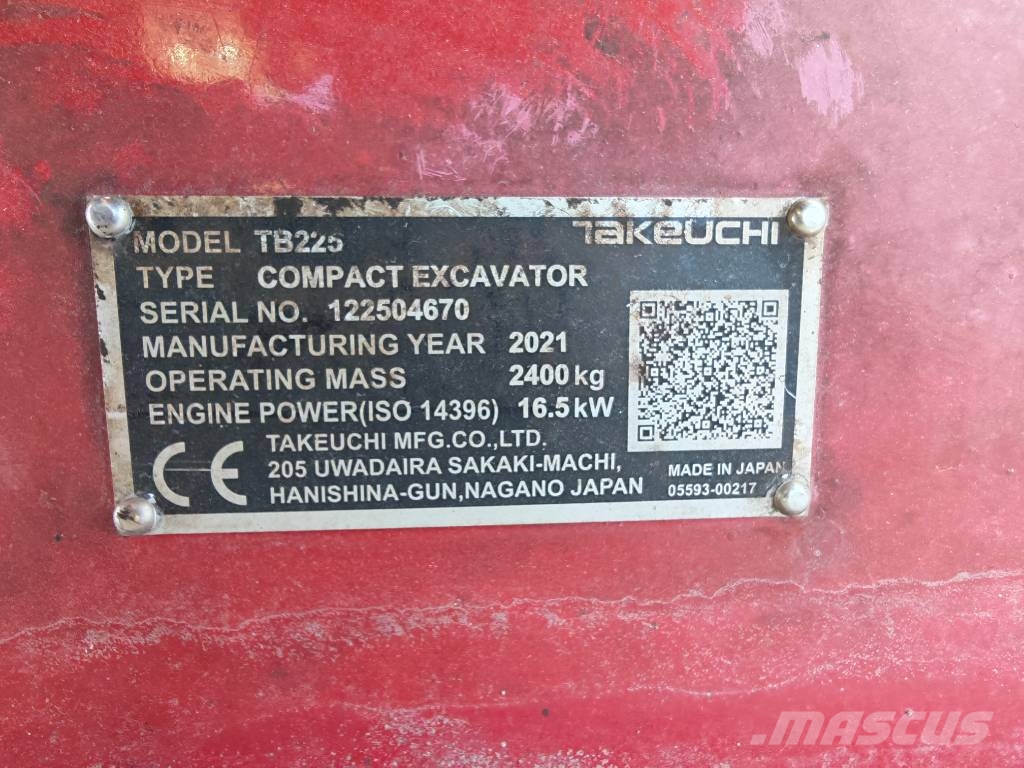 Takeuchi TB 225 Minigravere <7t