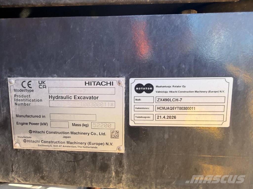 Hitachi ZX 490 LC-7 Kāpurķēžu ekskavatori