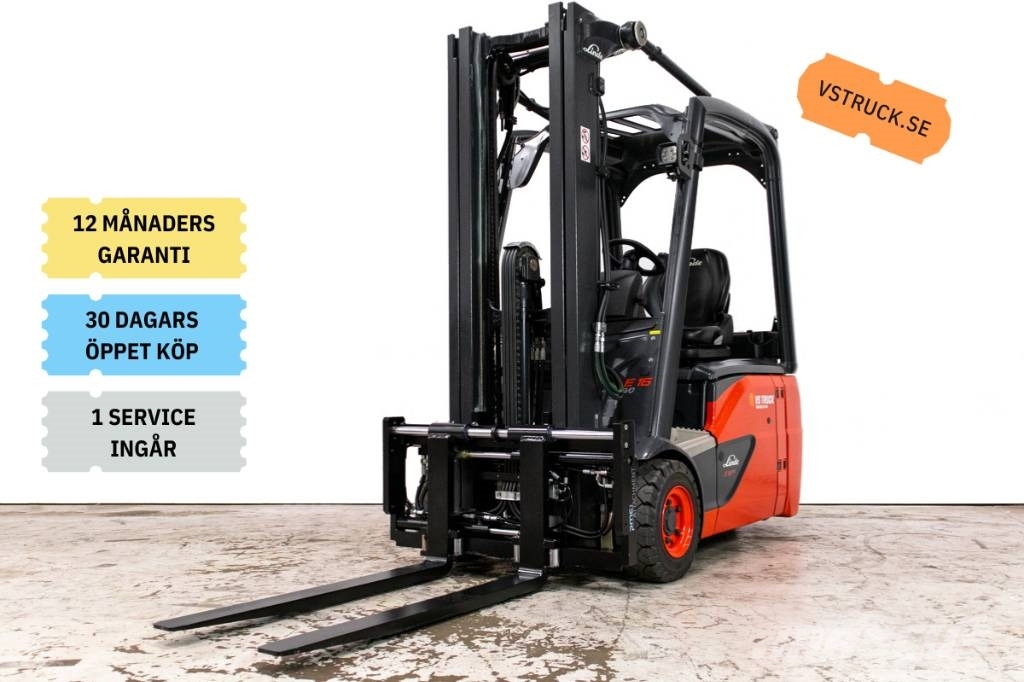 Linde E16-02, fabriksny 1,6 tons motviktstruck Elektrikli forkliftler