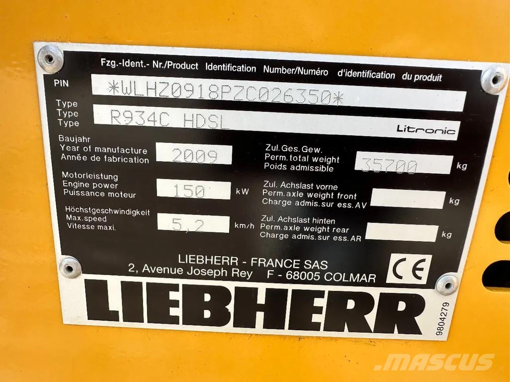 Liebherr R934C HDSL Escavadeiras de esteiras