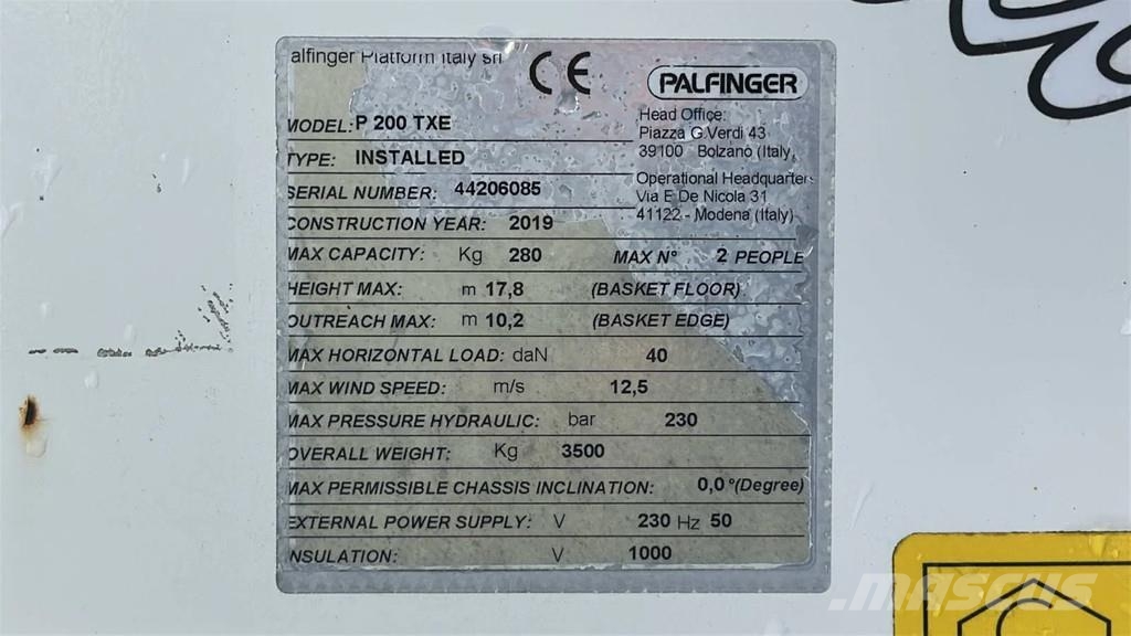 Palfinger P200 TXE | NISSAN NT400 | 20 METER | ISOLATED | 3. المنصات الهوائية المثبتة على شاحنة