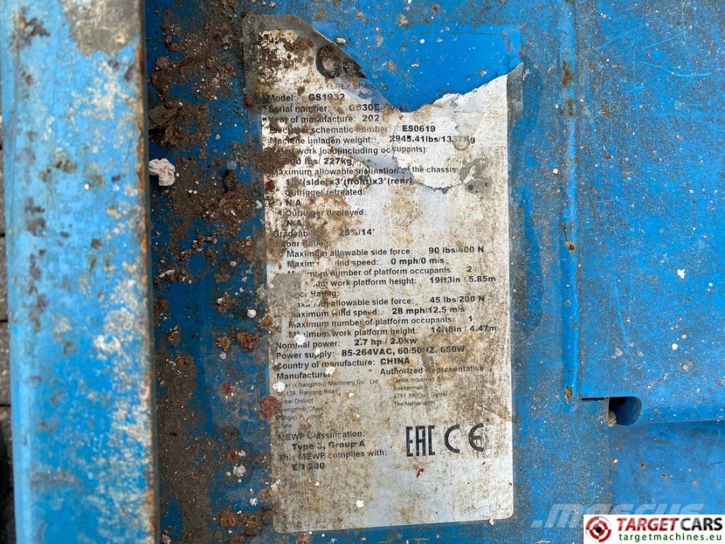 Genie GS-1932 E-Drive Electric Scissor Work Lift 779cm Schaarhoogwerkers