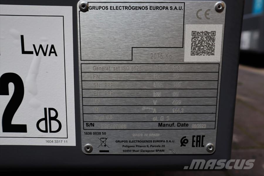 Atlas Copco QES 105 JD S3A ESF Valid inspection, Diesel, 105 k Générateurs diesel