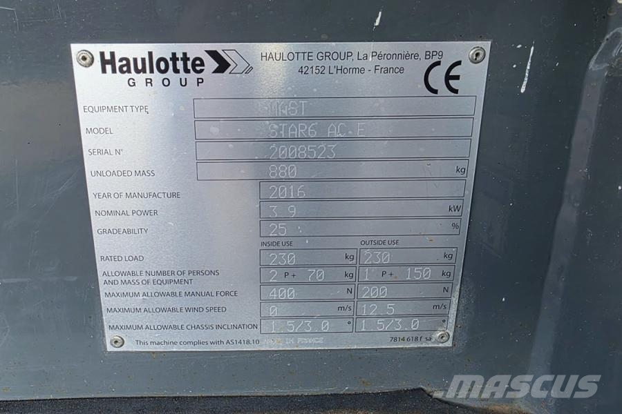 Haulotte Star 6 Electric, Non Marking Tyres, 5.8m Working H Kuukulkijat