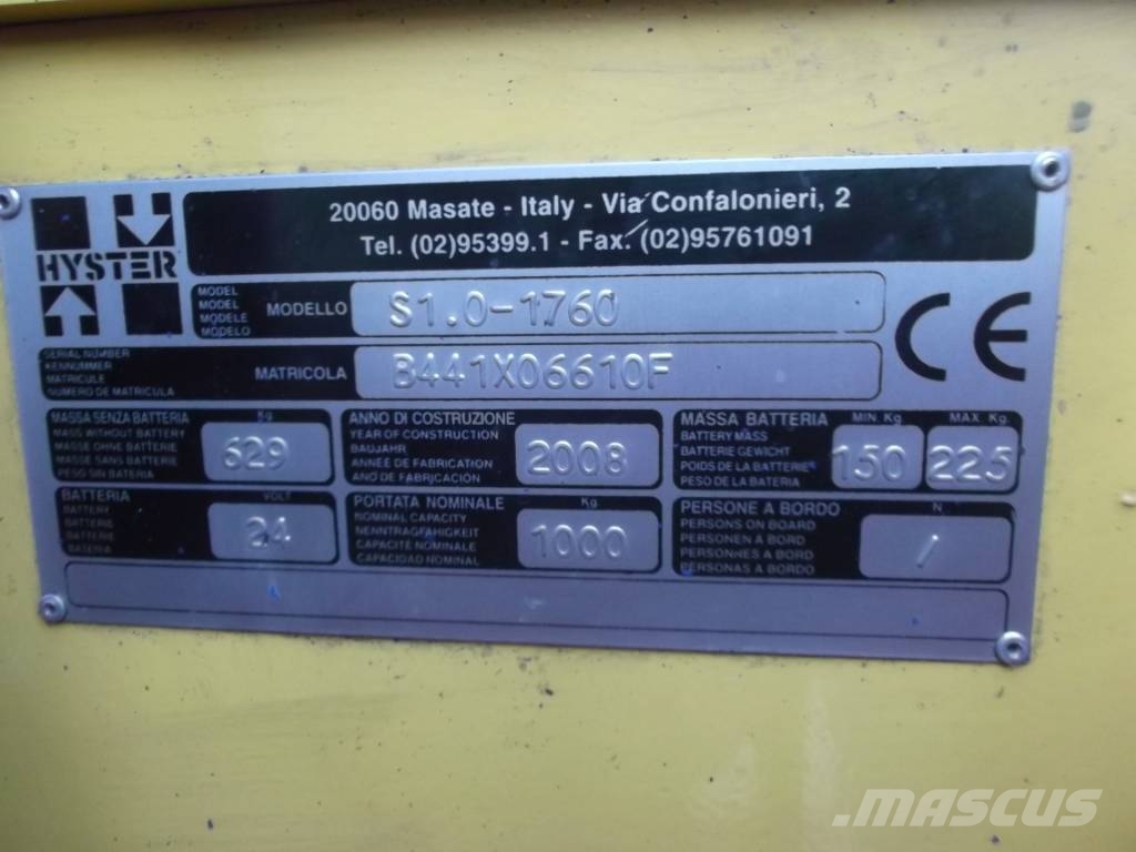 Hyster S1.0-1760 V-2546 FOR EXPORT ONLY EO Ledetrucker