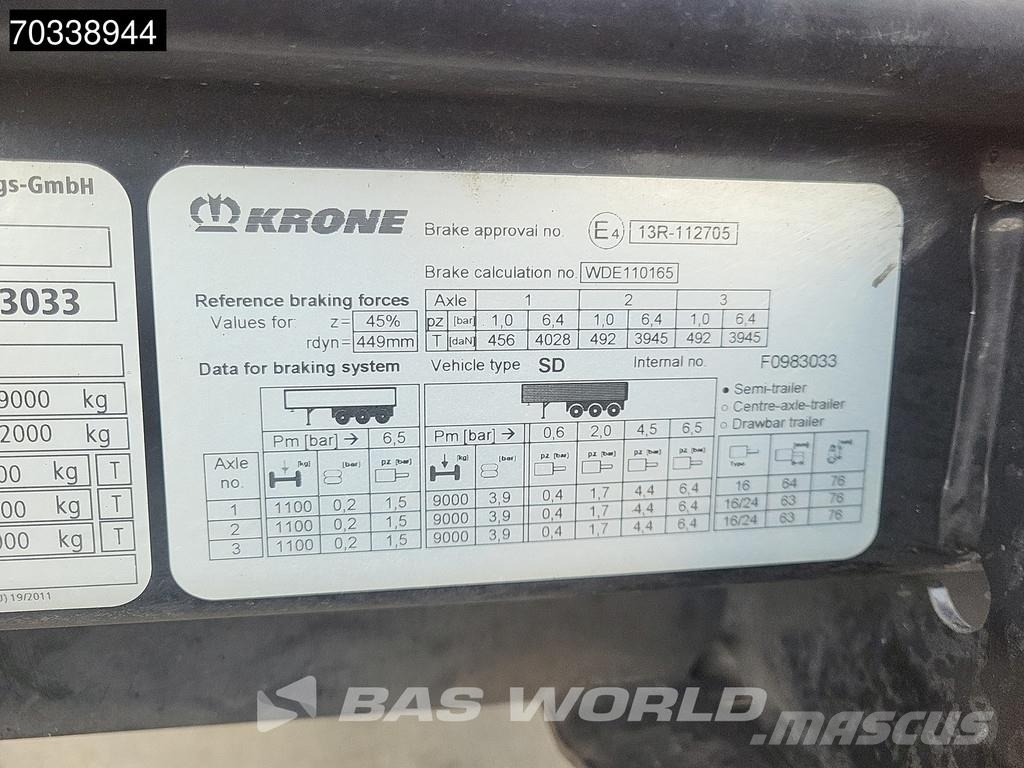 Krone SD Mega Lift Axle MOT 08/27 Tents puspiekabes
