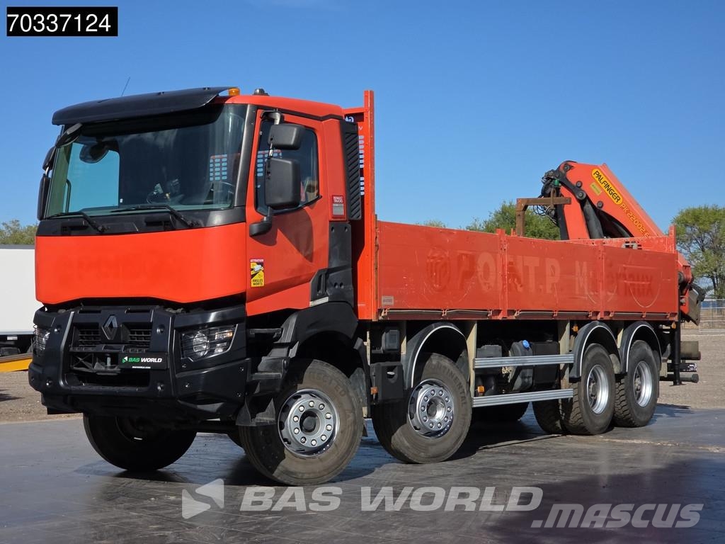 Renault K 430 K 8X4 Grua Palfinger PK 22002 EH Mando Suspe Pritschenwagen/Pritschenwagen mit Seitenklappe