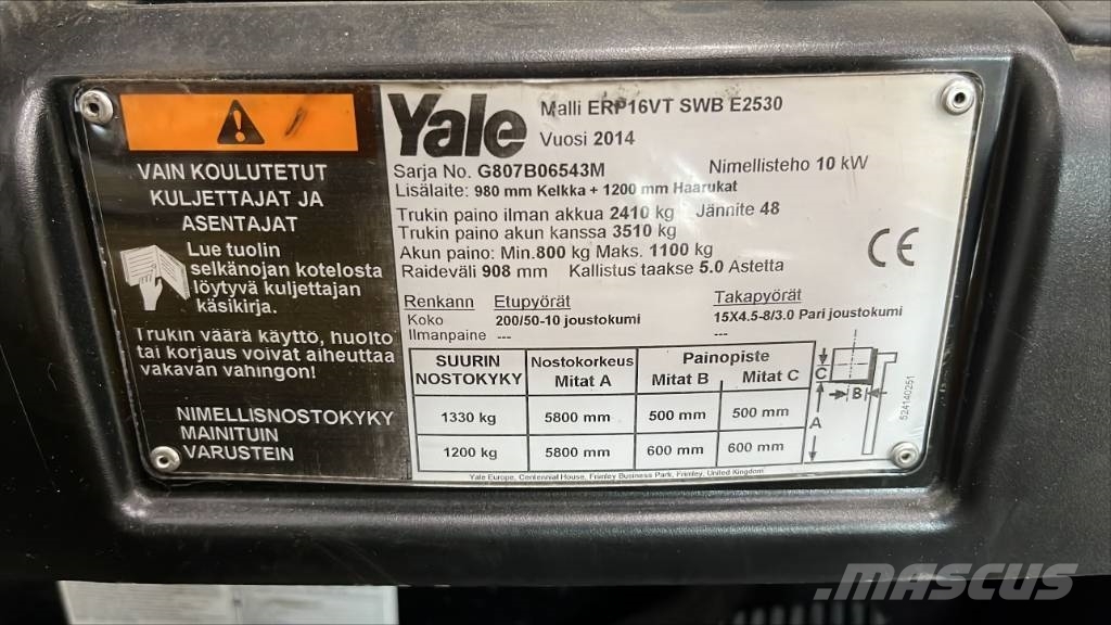 Yale ERP 16 VT Ηλεκτρικά περονοφόρα ανυψωτικά κλαρκ