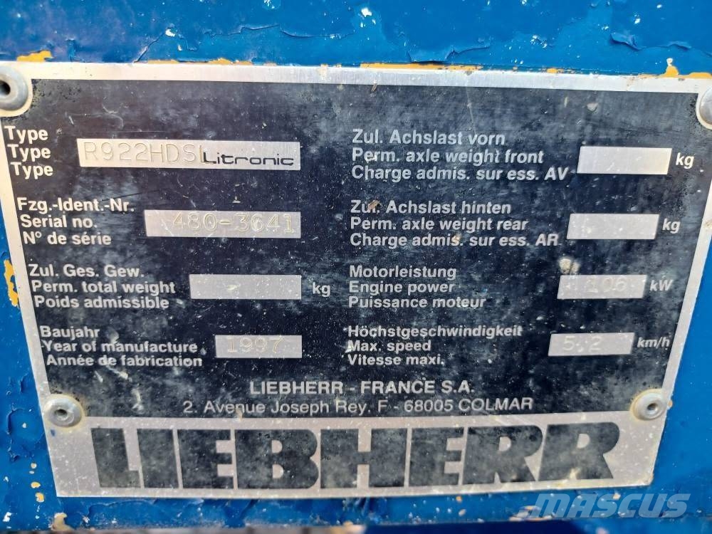 Liebherr R 922 HD S L Litronic Escavatori cingolati