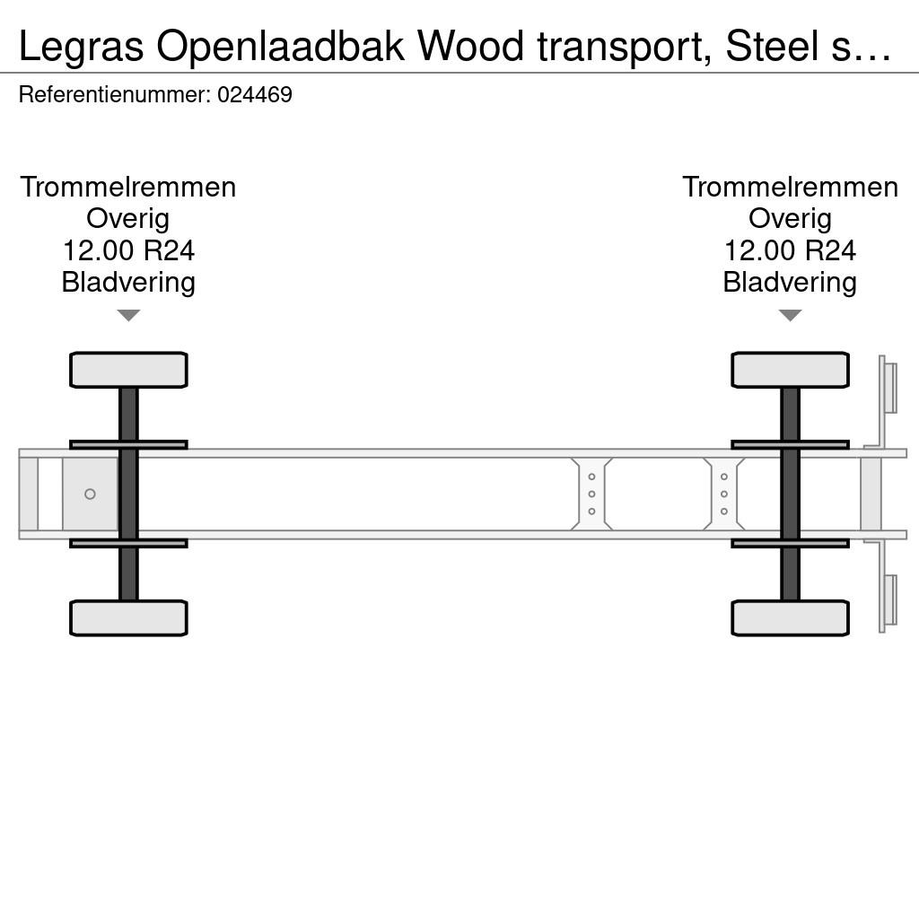 Legras Openlaadbak Wood transport, Steel suspension Semirremolque de transporte de madera