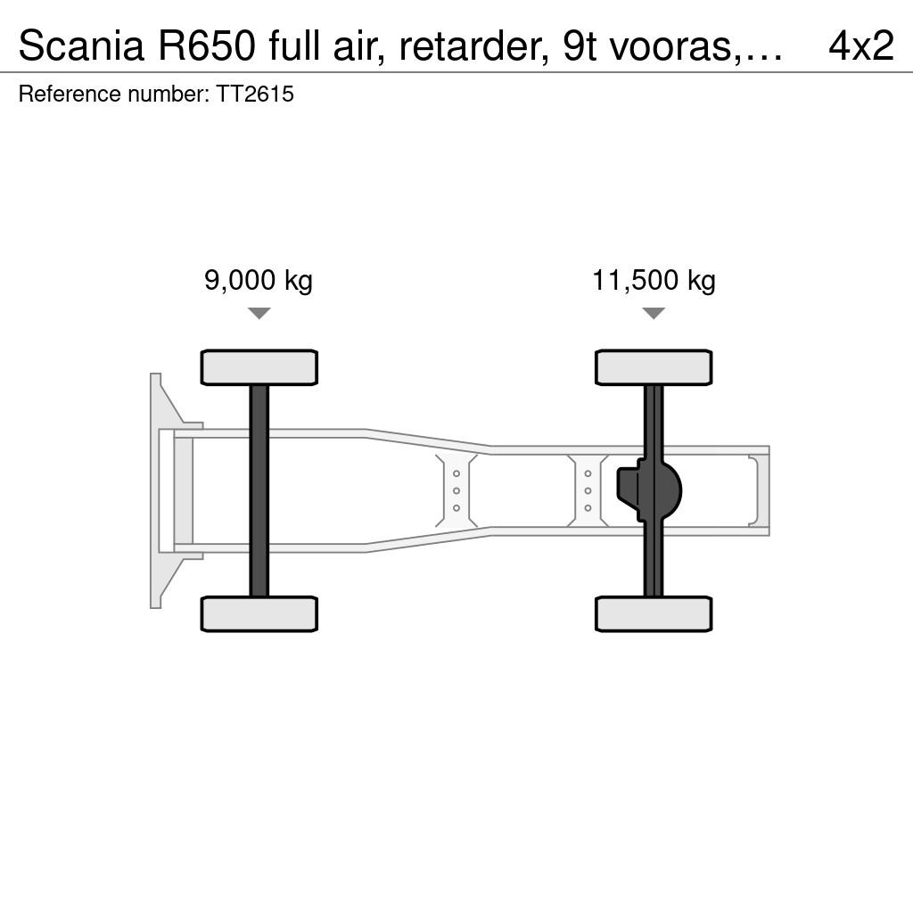 Scania R650 full air, retarder, 9t vooras, hydrauliek Тягачі
