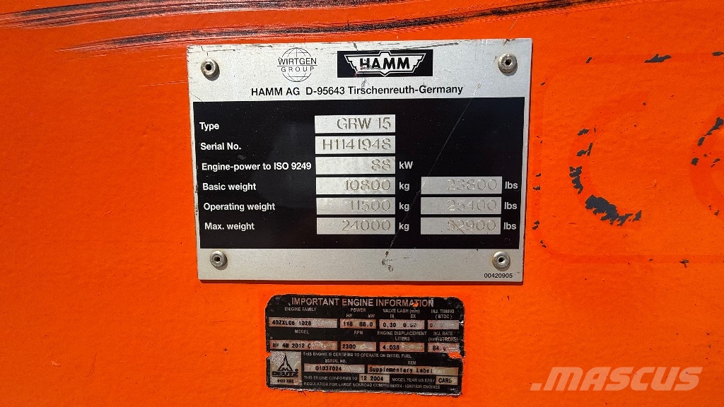 Hamm GRW15 Οδοστρωτήρες διπλού κυλίνδρου