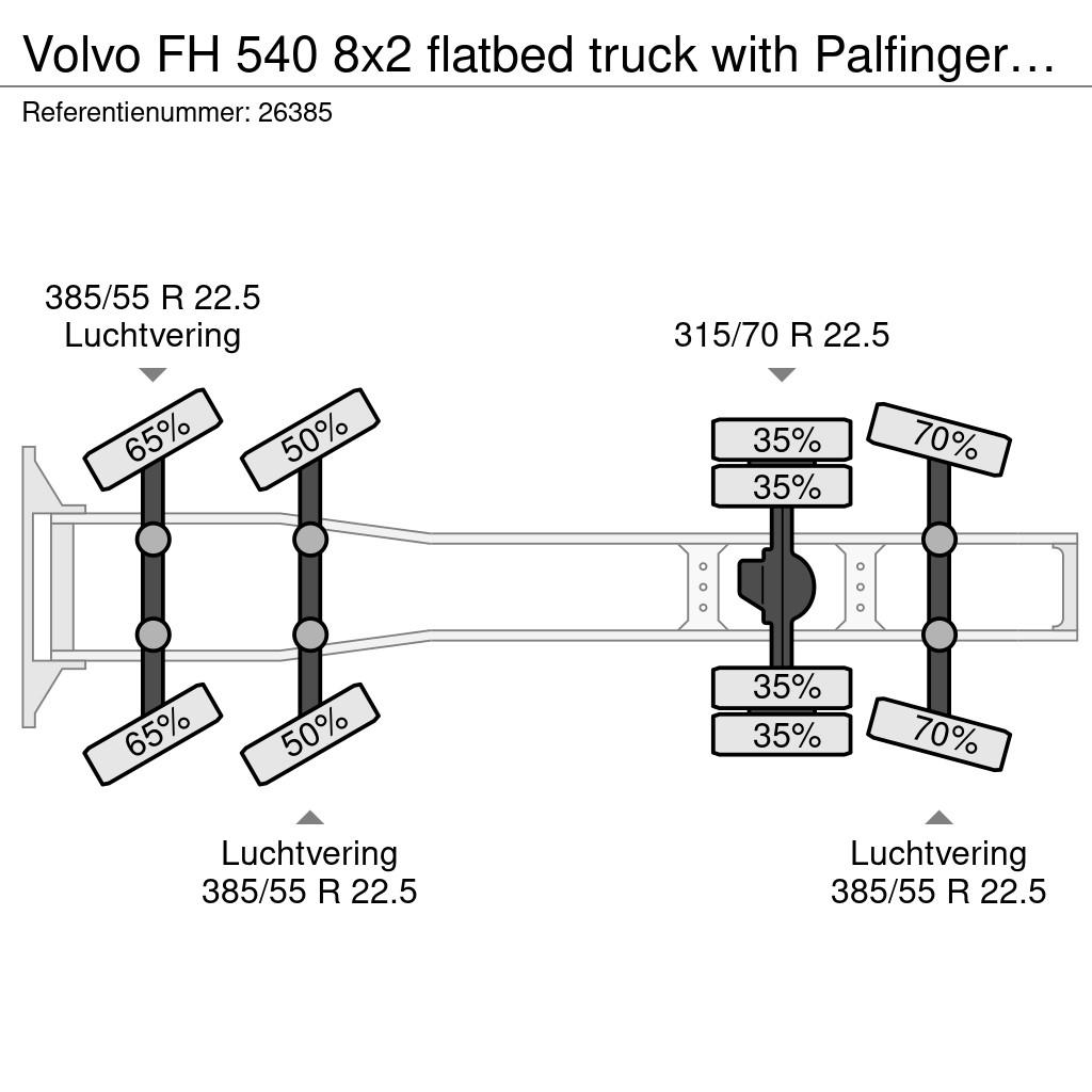 Volvo FH 540 8x2 flatbed truck with Palfinger PK 92002 c Vilcēji
