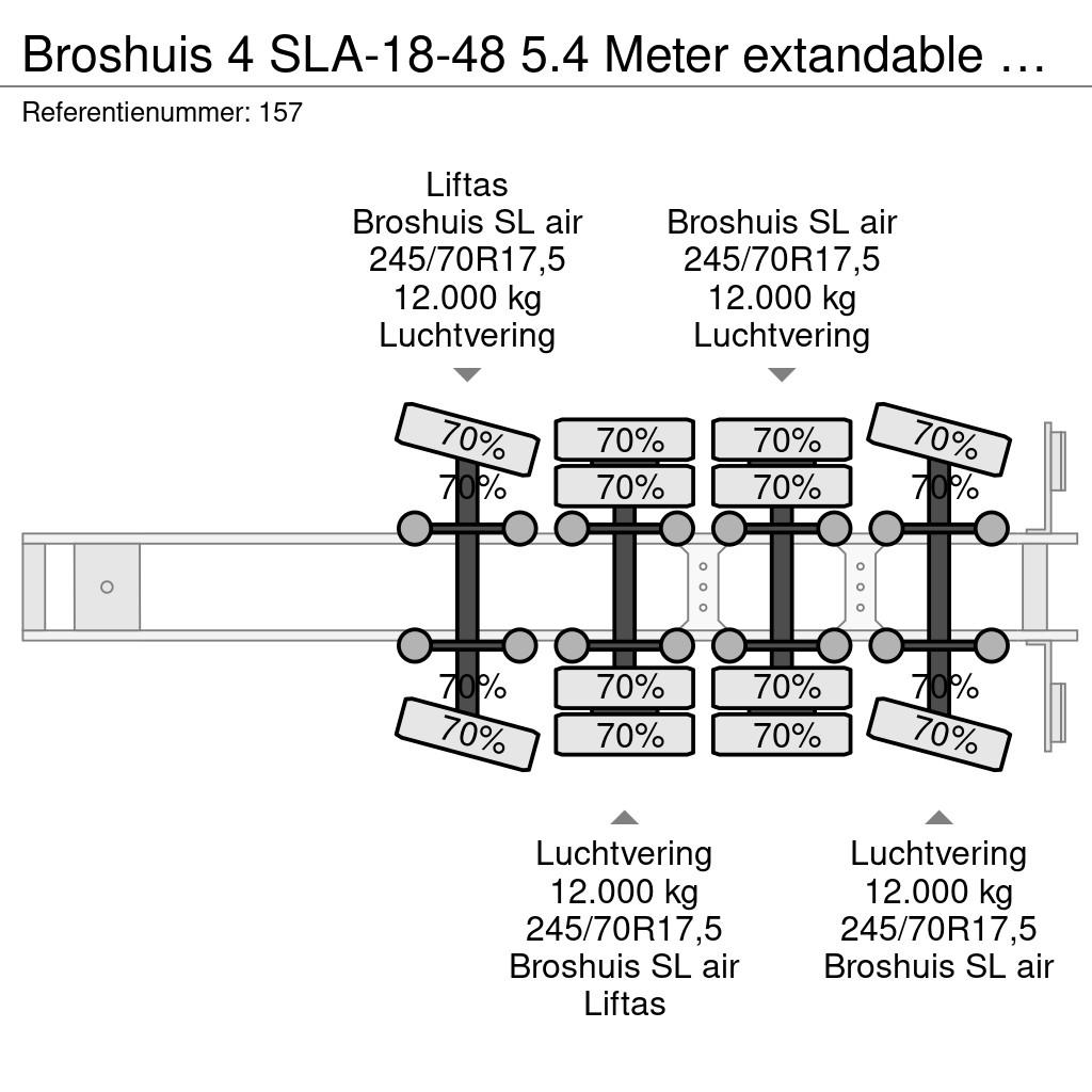 Broshuis 4 SLA-18-48 5.4 Meter extandable 12 Tons SL axles نصف مقطورة مسطحة منخفضة