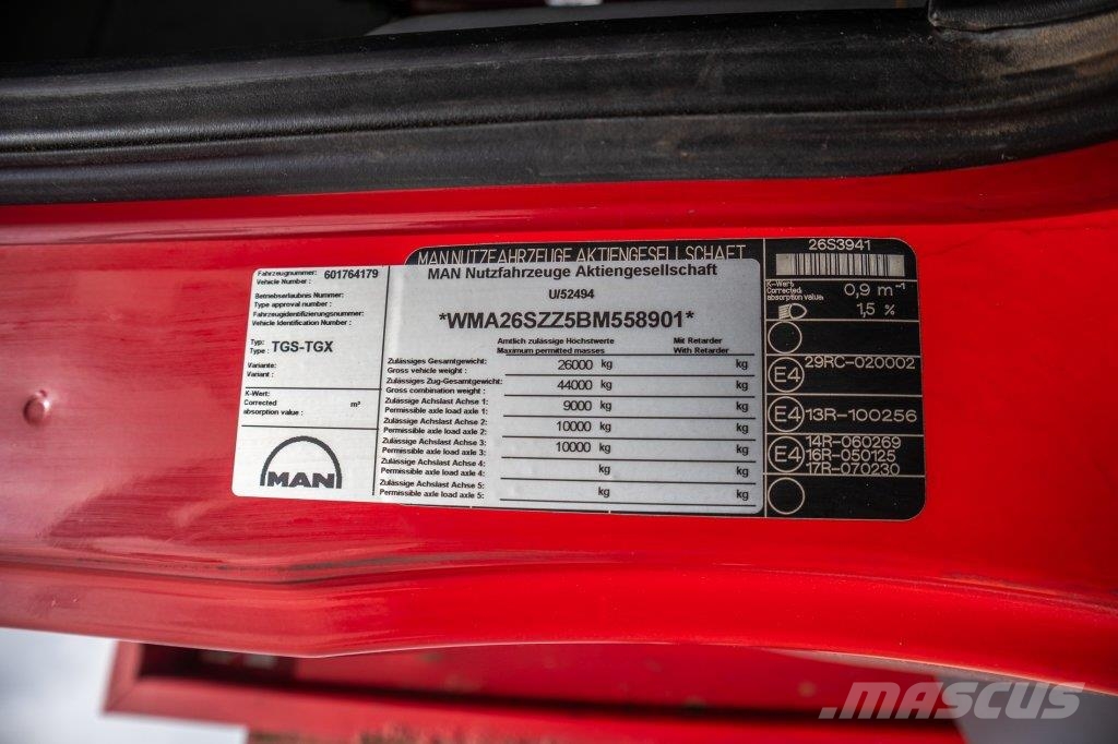 MAN TGS 33.360 BB + KENNIS 16 T/M -3XHYDR. 플랫베드/드롭사이드 트럭