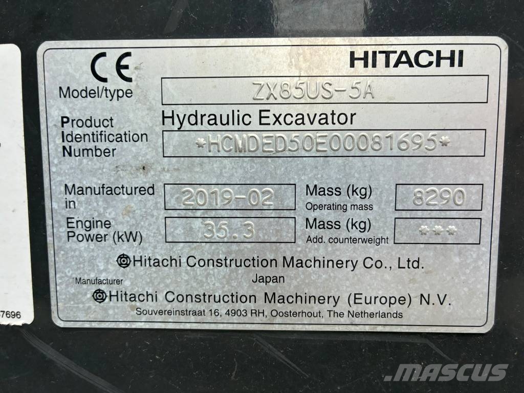 Hitachi ZX 85 US-5 A Vidēja lieluma ekskavatori 7 t - 12 t