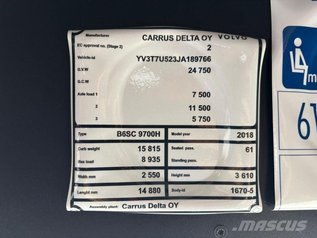 Volvo B8R 9700H 6x2*4 61 SEATS / AC / AUXILIARY HEATING Πούλμαν