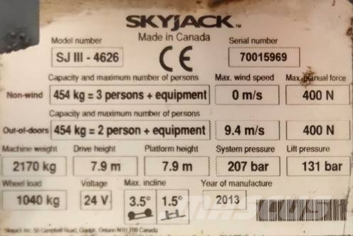 SkyJack SJ4626K Ollós emelők